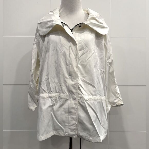 Chico's White Trench Coat with Collared Neckline and Relaxed Fit XL - Picture 1 of 5
